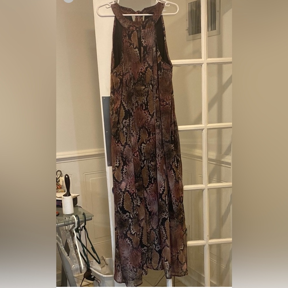 City Chic Burgundy and Beige snake skin dress